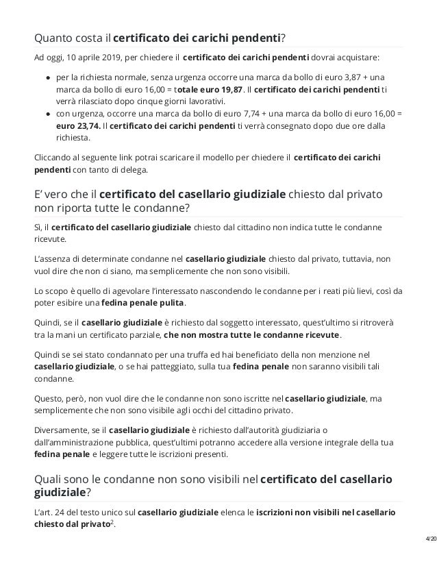 certificato carichi pendenti scarica